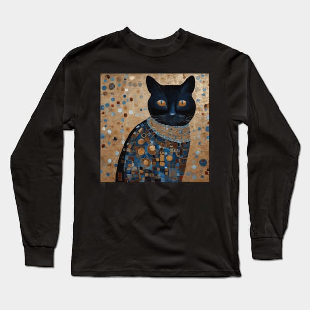 Black Klimt Cat in Ceremonial Vestments Long Sleeve T-Shirt by bragova